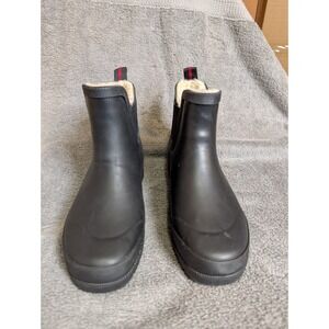 Tretorn Eva Vinter Black Rubber Chelsea Rain Boots Faux Fur Lined‎ Womens 7